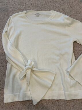 J. Crew off-white tie sleeve sweater NWOT